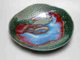 handbuilt platter, 10" dia., 
