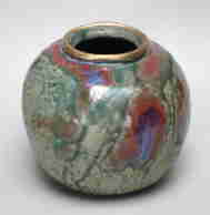 pinch vase with gold leaf, 5" dia., 5" tall, 