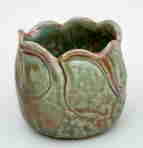 pinch pot with design at rim, 4" high, 
