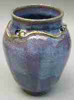 Lavender vase with rosettes, 7" high, 